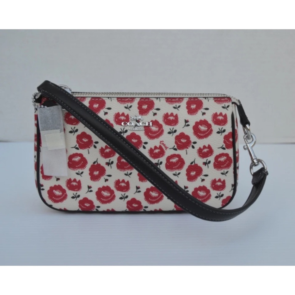 Coach Red White Floral Print Nolita 19 Bag